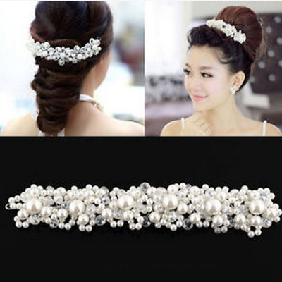 The Flower Pearl Design Bridal Hair headband - Click Image to Close